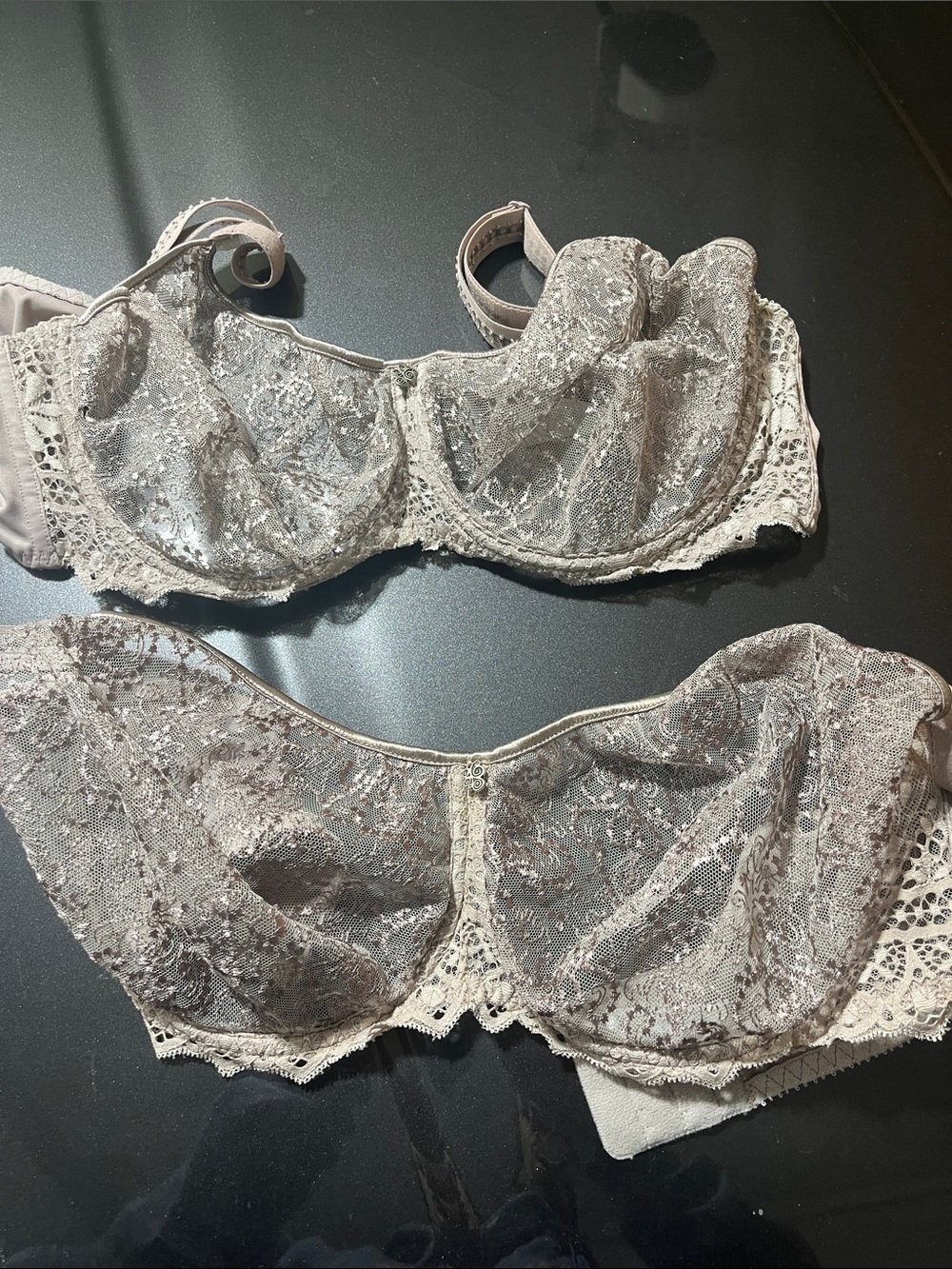 Empreinte 34F Sheer Lace Underwire Bra - Stone
